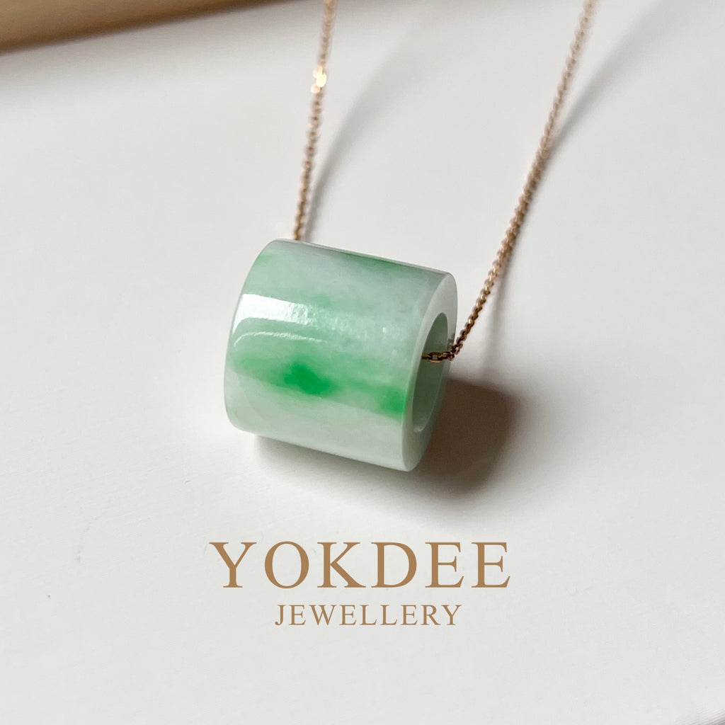 A-Grade Natural Moss On Snow Jadeite Barrel No.172436