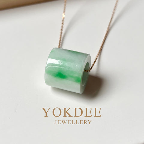 A-Grade Natural Moss On Snow Jadeite Barrel No.172436