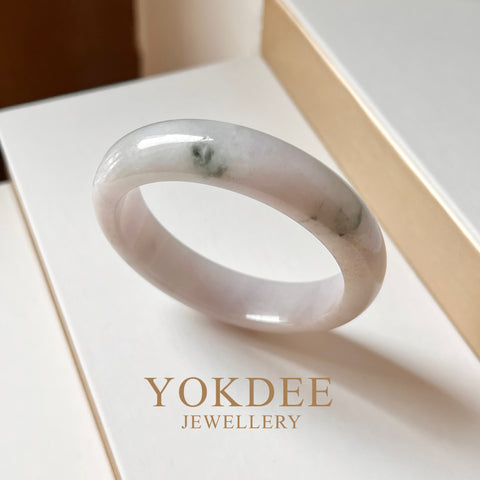 SOLD OUT: 51.5mm A-Grade Natural Lavender Green Jadeite Modern Round Bangle No. 152013