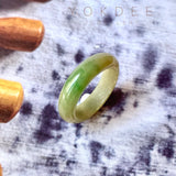 SOLD OUT: 17.7mm A-Grade Natural Yellowish Green Jadeite Ring Band No. 161432