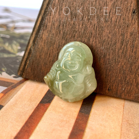 A-Grade Natural Yellowish Bluish Green Jadeite Buddha Pendant No. 220161