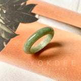 SOLD OUT: 17.8mm A-Grade Natural Green Jadeite Abacus Ring Band No. 161876