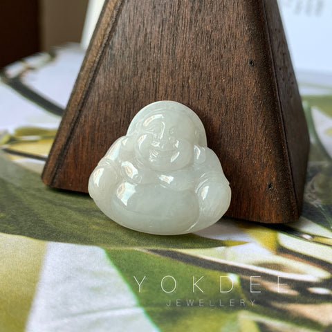 A-Grade Natural Light Greenish Yellow Jadeite Buddha Pendant No. 171121