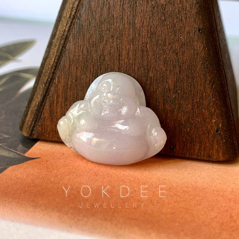 Natural Light Lavender Yellow Jadeite Buddha Pendant No. 171146