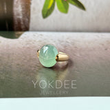 16mm Icy A-Grade Natural Greenish Blue Jadeite DUO Statement Ring No. 162542