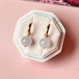 Icy A-Grade Natural Lavender Jadeite Sphere Huggies Earrings No.180779