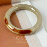 54.7mm A-Grade Natural Brownish Green Jadeite Traditional Round Bangle No. 151041