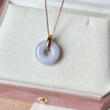 A-Grade Natural Lavender Jadeite Bagel Pendant (Gold Drop Bail) No. 173018