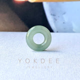 A-Grade Natural Bluish Green Jadeite Bagel on Infinity Silk Cord Bracelet No.190415