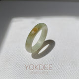 17.7mm A-Grade Natural Light Yellowish Green Jadeite Ring Band No. 161401