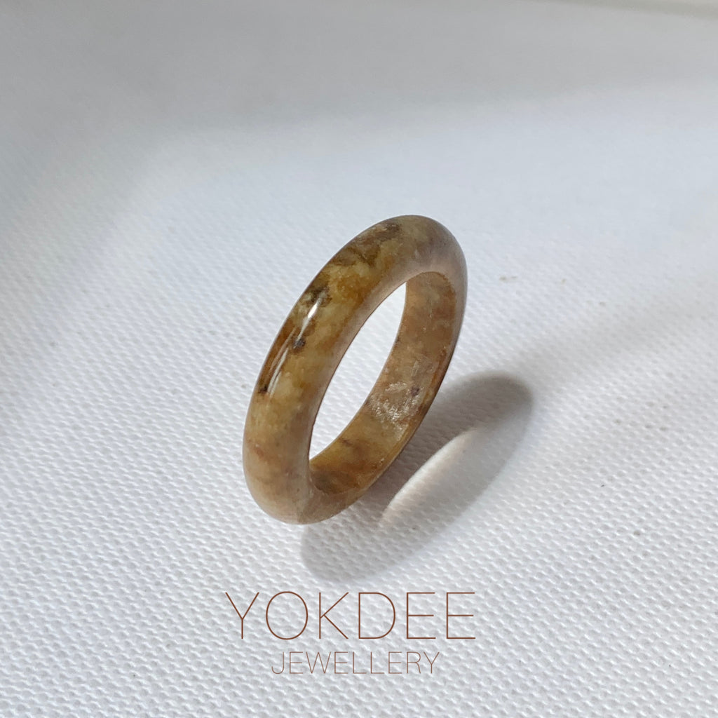 17.7mm A-Grade Natural Brown Jadeite Ring Band No. 161886