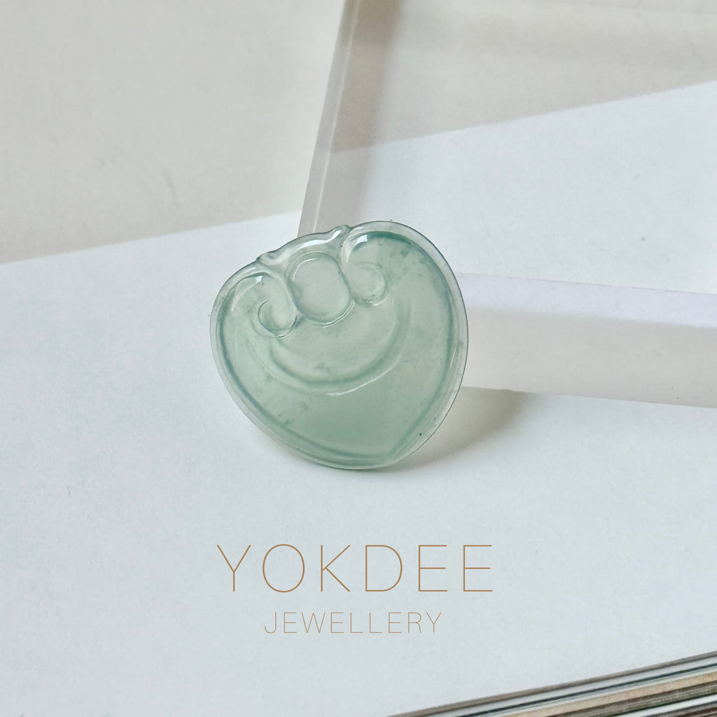 Icy A-Grade Greenish Blue Jadeite Ruyi Pendant No. 172741