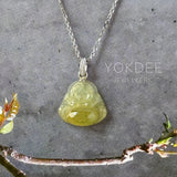 Icy A-Grade Natural Yellow Jadeite Buddha Pendant No.170764