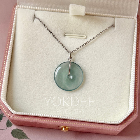 SOLD OUT: Icy A-Grade Natural Blue Jadeite Donut Pendant No.172785