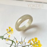 19mm A-Grade Natural Light Yellow Jadeite Ring Band No. 161768