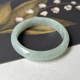 SOLD OUT: 59.8mm A-Grade Natural Light Green Jadeite Modern Round Bangle No.152208