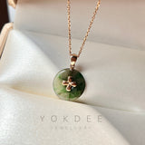 SOLD OUT: A-Grade Floral Imperial Green Jadeite Donut Pendant (Lilac Flower) No.172076