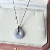 A-Grade Natural Lavender Jadeite Bagel Pendant (Gold Drop Bail) No. 173016