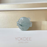 A-Grade Bluish Floral Jadeite Puffer Fish Pendant No. 172569