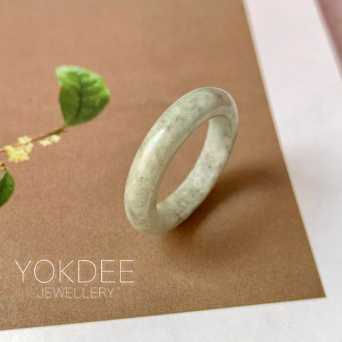 19.1mm A-Grade Natural Light Yellowish Green Jadeite Ring Band No. 161728