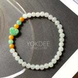 5.2mm A-Grade Natural Jadeite Ruyi Bean Beaded Bracelet No.190515