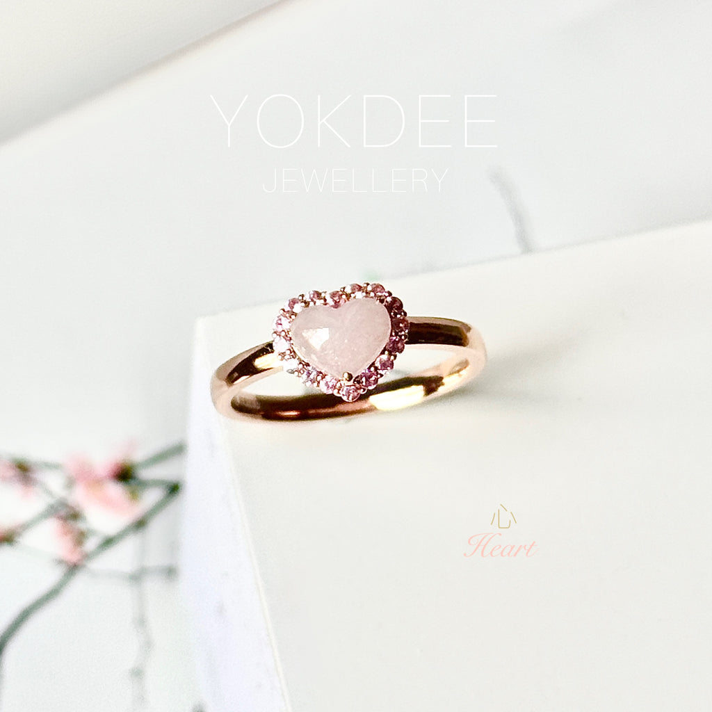 16.8mm A-Grade Natural Pink Heart Jadeite Ring No.162660