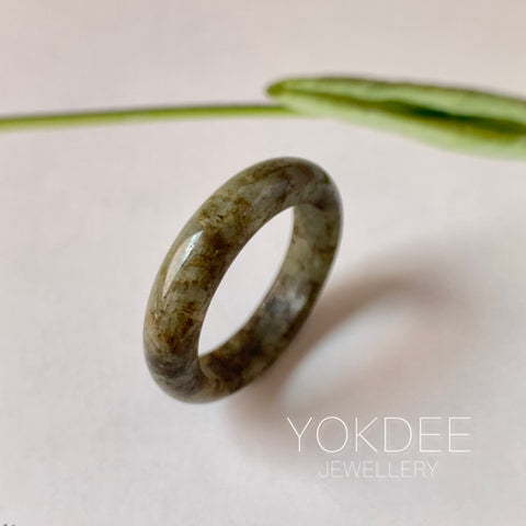 19mm A-Grade Natural Earth Tone Jadeite Ring Band No. 161764