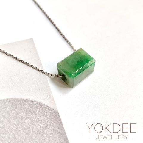 A-Grade Natural Green Jadeite Rectangle Barrel No. 172794