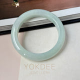 51.8mm A-Grade Natural Light Green Jadeite Modern Round Bangle No.152123