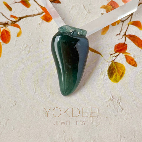 A-Grade Blue Jadeite Dragon's Tooth Pendant No. 172724