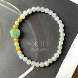 5.2mm A-Grade Natural Jadeite Ruyi Bean Beaded Bracelet No.190516