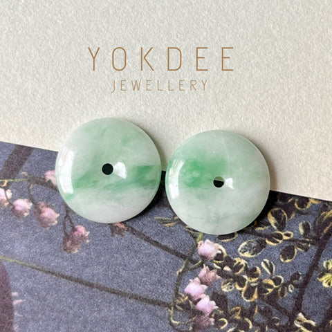 8.35cts A-Grade Natural Moss on Snow Jadeite Donut Pair No.180759