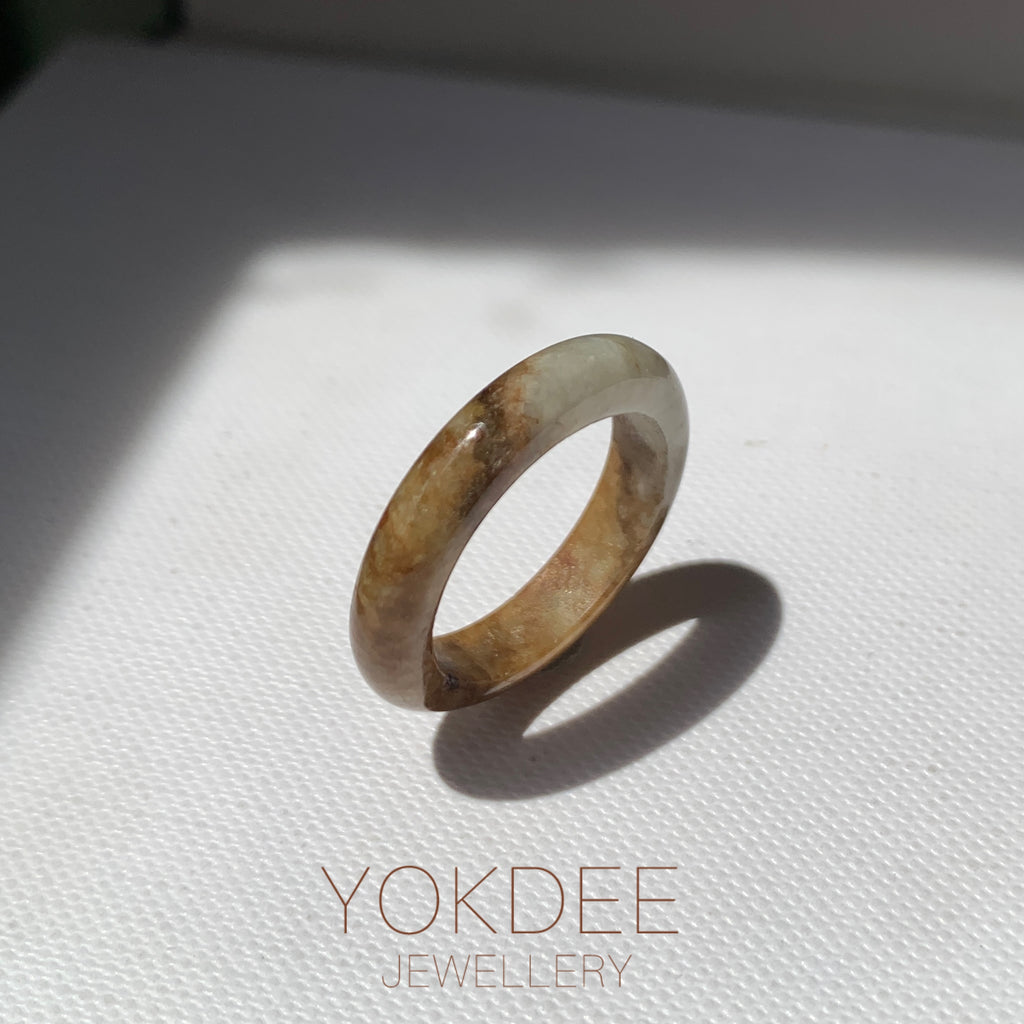 17.7mm A-Grade Natural Russet Grey Jadeite Ring Band No. 161837