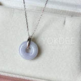 A-Grade Natural Lavender Jadeite Bagel Pendant (Gold Drop Bail) No. 173017