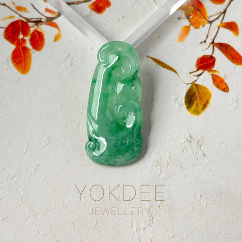 A-Grade Imperial Green Jadeite Ruyi Pendant No. 172729