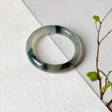 16mm A-Grade Natural Blue Floral Jadeite Slim Cut Ring Band No. 162670