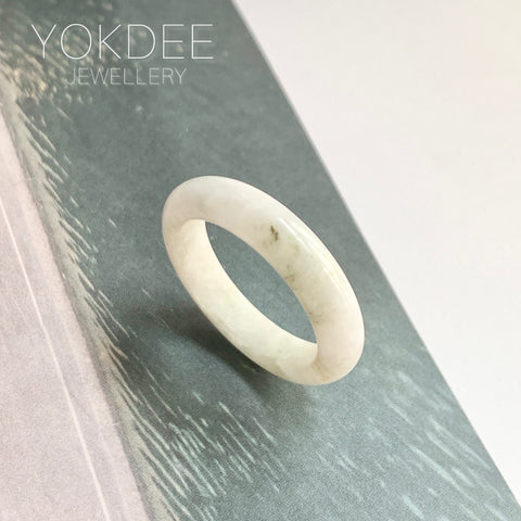 19mm A-Grade Natural White Jadeite Ring Band No. 161770