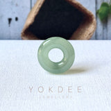 A-Grade Natural Bluish Green Jadeite Bagel on Infinity Silk Cord Bracelet No.190412