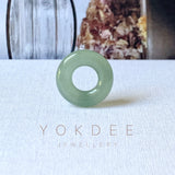 A-Grade Natural Bluish Green Jadeite Bagel on Infinity Silk Cord Bracelet No.190413