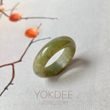 17.9mm A-Grade Natural Dark Yellowish Green Jadeite Ring Band No. 161790