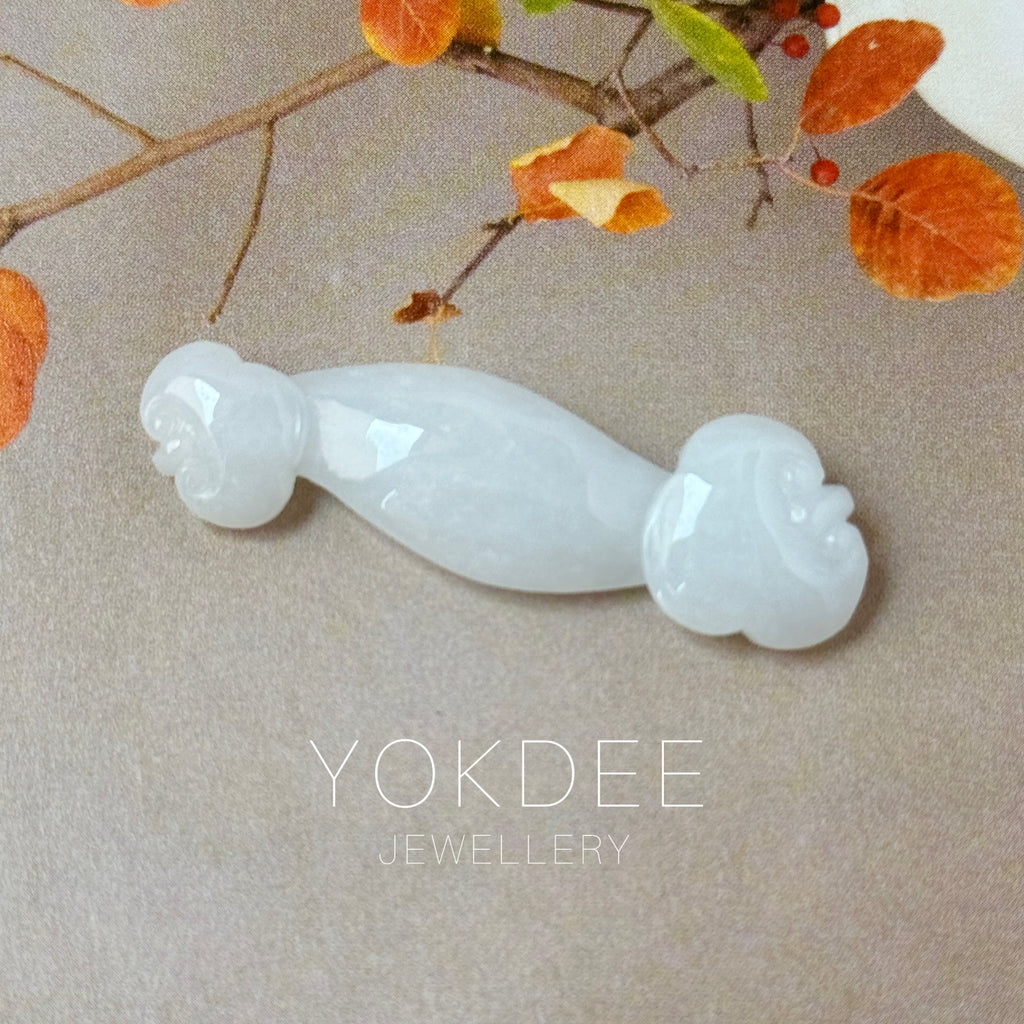 A-Grade White Jadeite Ruyi Pendant No. 172740