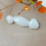 A-Grade White Jadeite Ruyi Pendant No. 172740
