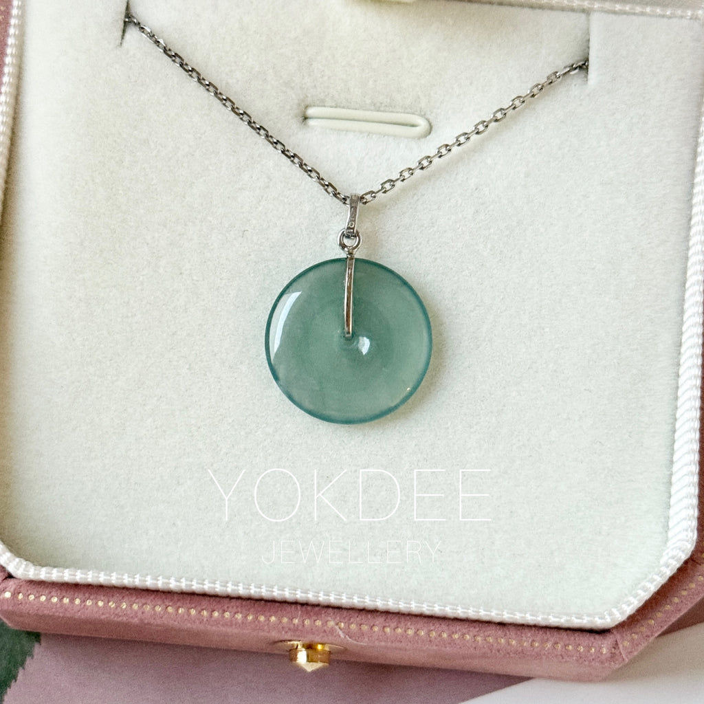 SOLD OUT: Icy A-Grade Natural Blue Jadeite Donut Pendant No.172787