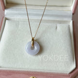 A-Grade Natural Lavender Jadeite Bagel Pendant (Gold Drop Bail) No. 173015