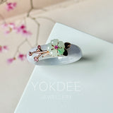 16.8mm A-Grade Natural Lavender Jadeite Joseon Ring (Moss On Snow Sakura Flower) No.162665