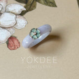 18.2mm A-Grade Natural Jadeite Joseon Dynasty Ring (Cherry Blossom) No.162481