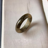 19mm A-Grade Natural Yellow Black Jadeite Ring Band No. 161763