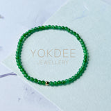 3mm Icy A-Grade Natural Imperial Green Jadeite Beaded Bracelet No.190473