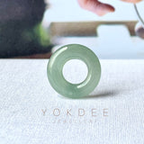 A-Grade Natural Bluish Green Jadeite Bagel on Infinity Silk Cord Bracelet No.190417