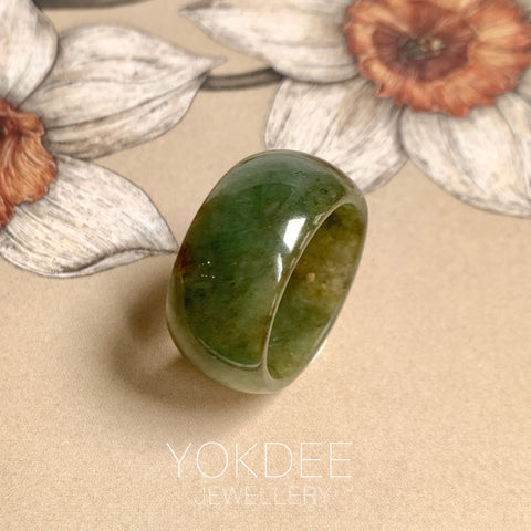 19.2mm A-Grade Natural Dark Green Jadeite Ring Band No: 161550